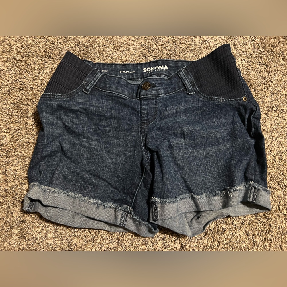 (6/$10) Sonoma Dark Blue Denim Maternity Shorts